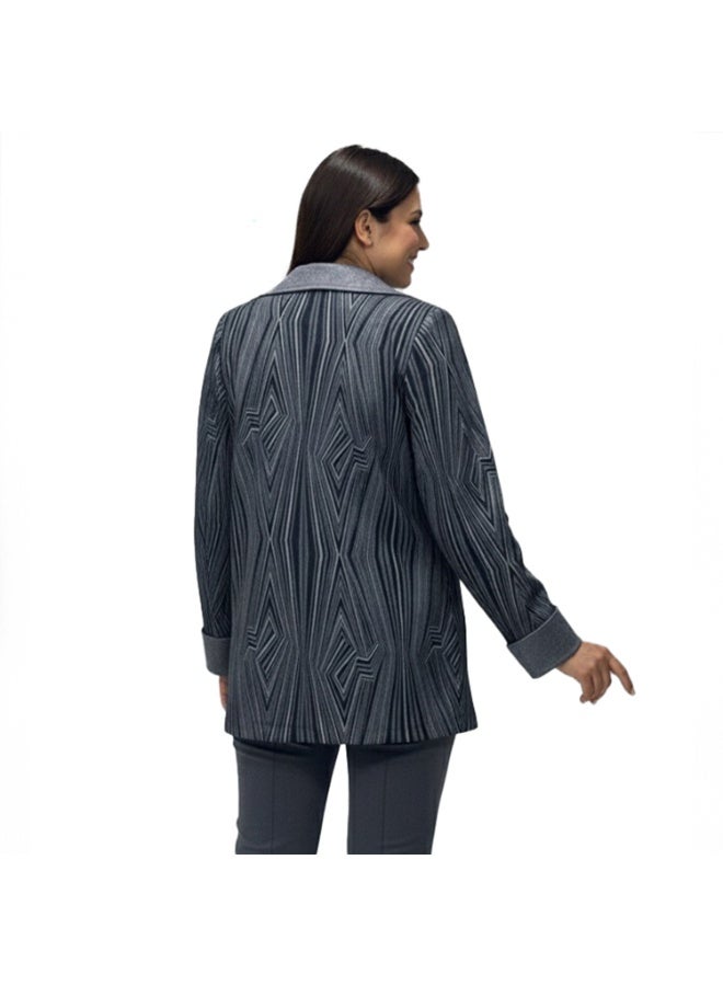 Smoky Egypt Smoky Suede Geo Print Quilted Jacket-Gray - Image 4